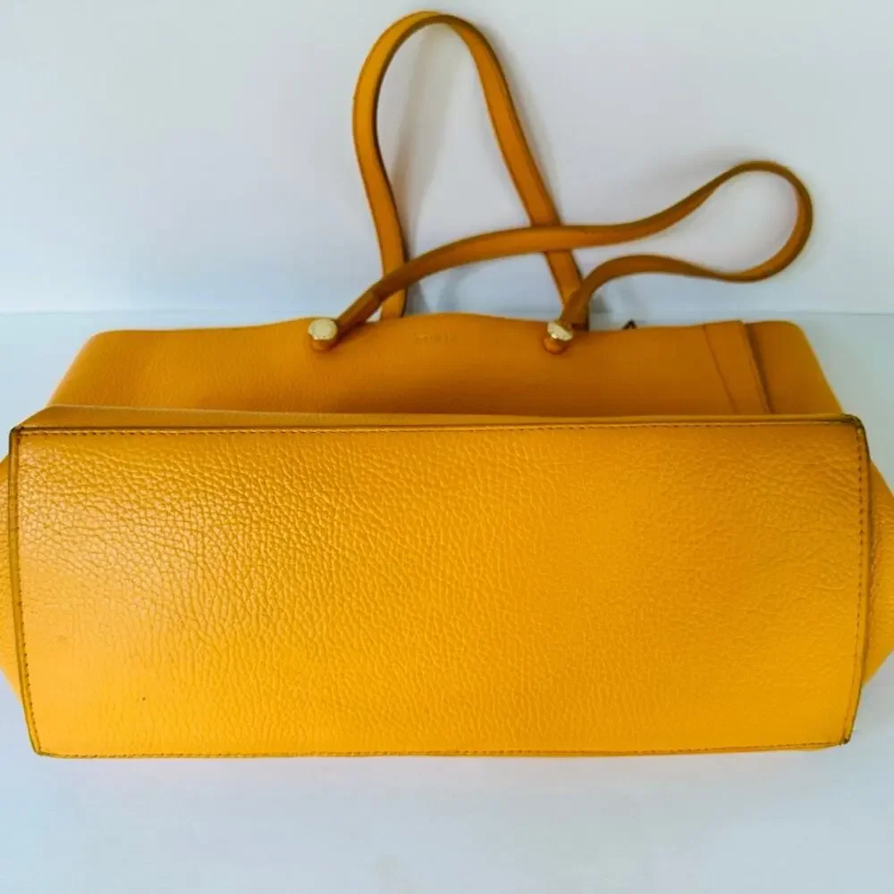 FURLA Eden Medium East West Tote Bag Mandarin Orange Pebbled Top Handle